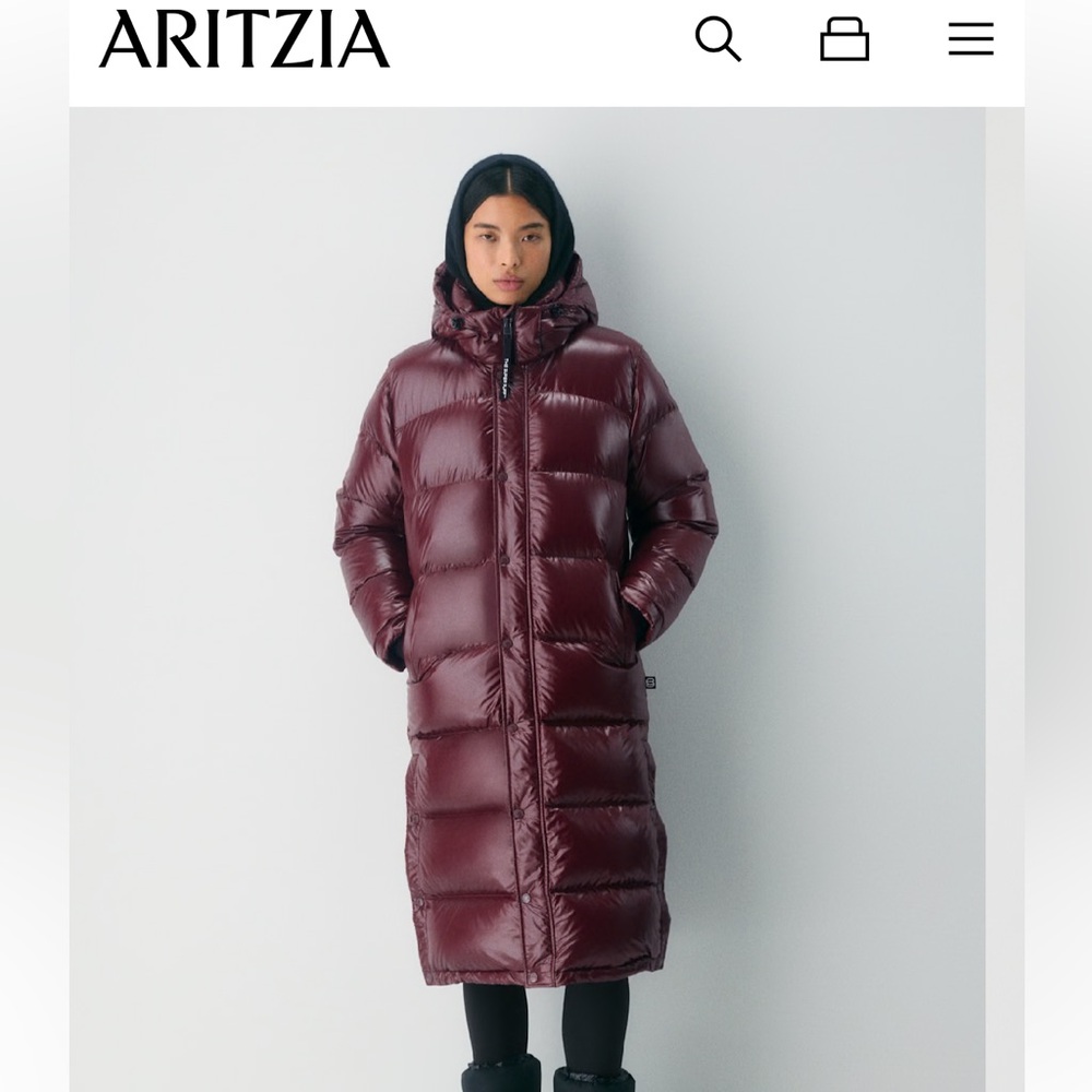 Aritzia H-Gloss Long Super Puff Plum Burgundy